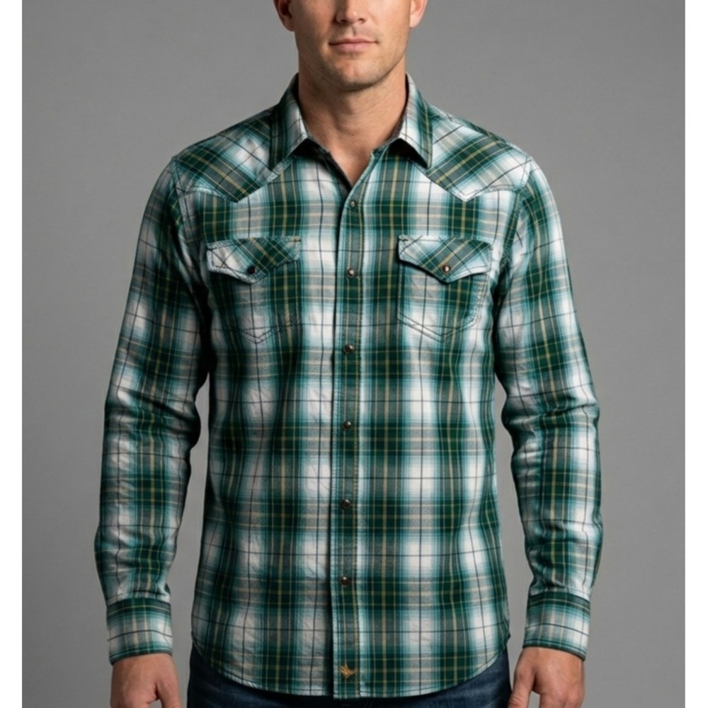 Cody James Button-Up Shirt Men's M Green Plaid Long Sleeve Collared Cotton